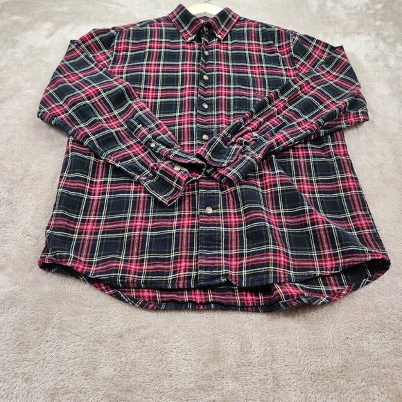 Chaps 100% Cotton Flannel Plaid Shirt Button-Down Men's Size M Long Sleeve - Picture 4 of 10